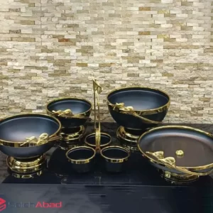 فروش عمده ظروف پذیرایی فلزی گل برجسته
