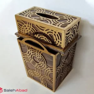 فروش عمده سطل و جا دستمال چوبی طرح دار