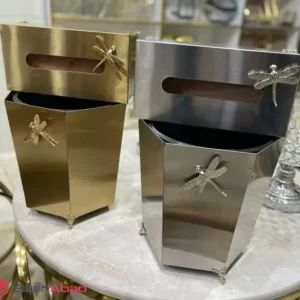 فروش عمده ست سطل و جا دستمال استیل 6 ضلعی