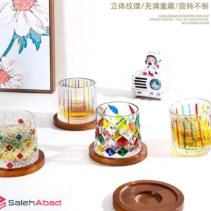 فروش عمده لیوان چرخشی رنگی زیر چوبی