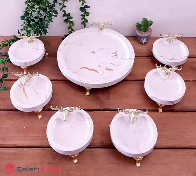 فروش عمده هفت سین چوبی گرد ماربل طرح گوزن