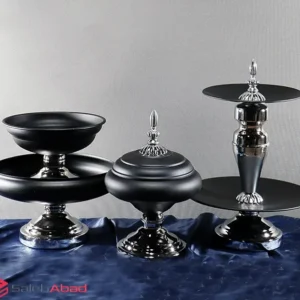 فروش عمده سرویس پذیرایی فلزی مشکی 4 تکه