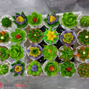 فروش عمده گلدان گل کاکتوس خمیری