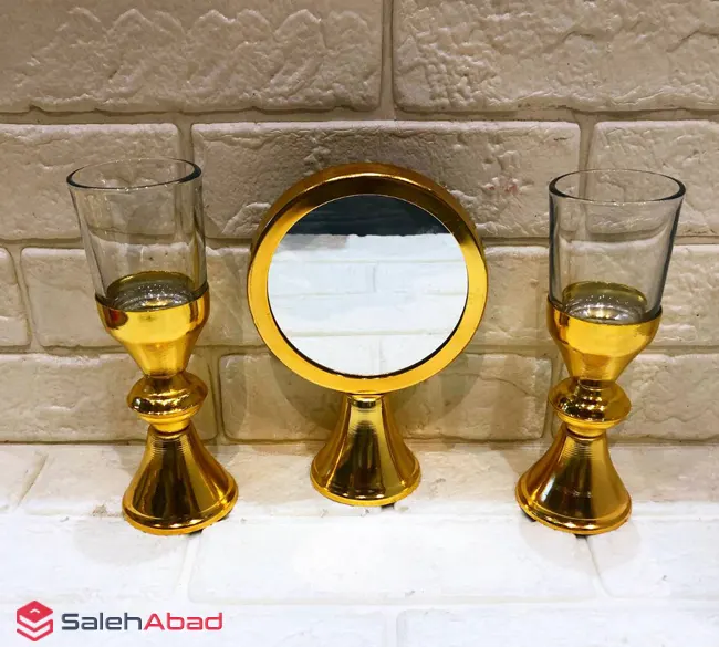 فروش عمده آینه و شمعدان هفت سین طلایی