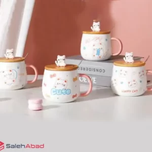 فروش عمده ماگ درب چوبی فانتزی طرح گربه