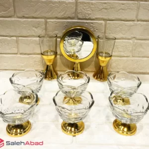 فروش عمده هفت سین شیشه ای پایه فلزی 9 تکه