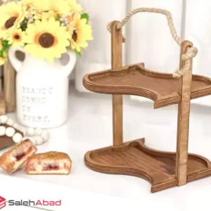 فروش عمده استند سرو چوبی 2 طبقه دسته کنفی