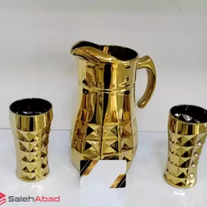 فروش عمده ست پارچ و لیوان آکوامارین طلایی