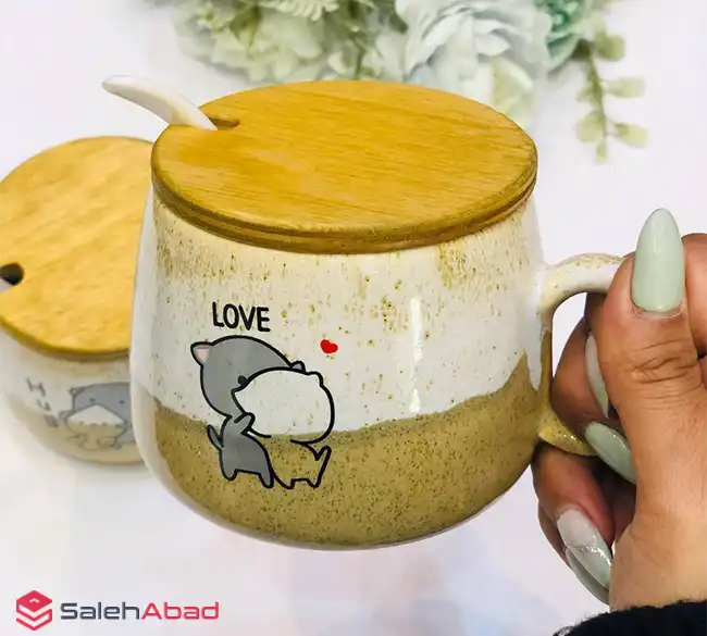 فروش عمده ماگ سرامیکی فانتزی درب چوبی