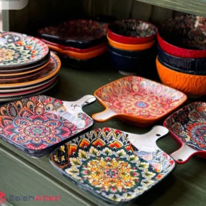 فروش عمده تابه چینی مربع تک دسته طرح سنتی