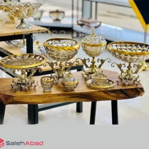 فروش عمده ست پذیرایی شامپاینی لب طلایی