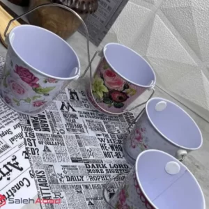فروش عمده سطل فلزی کوچک طرح گلدار