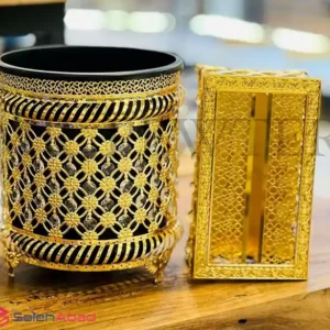 فروش عمده سطل و جا دستمالی پیوتر طلایی