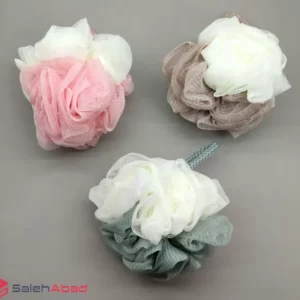فروش عمده لیف حمام توری توپی دو رنگ