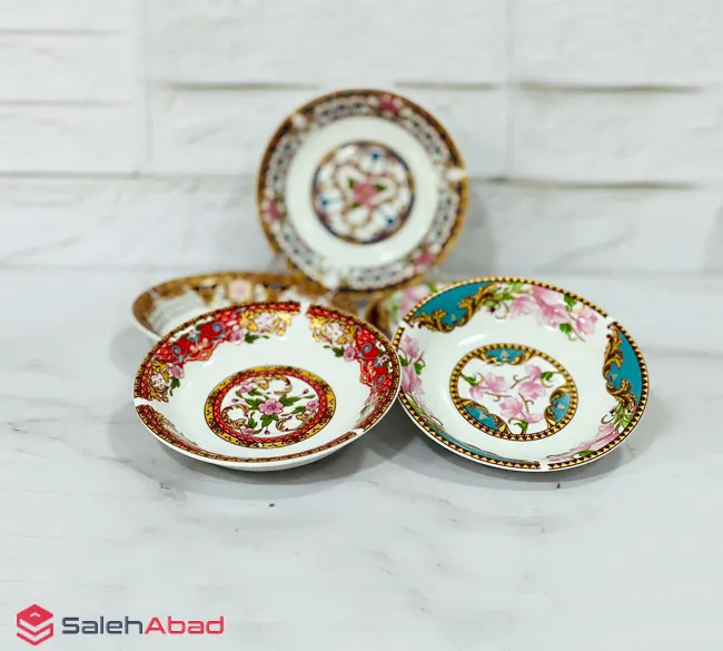 فروش عمده نعلبکی چینی طرح گلدار نسترن