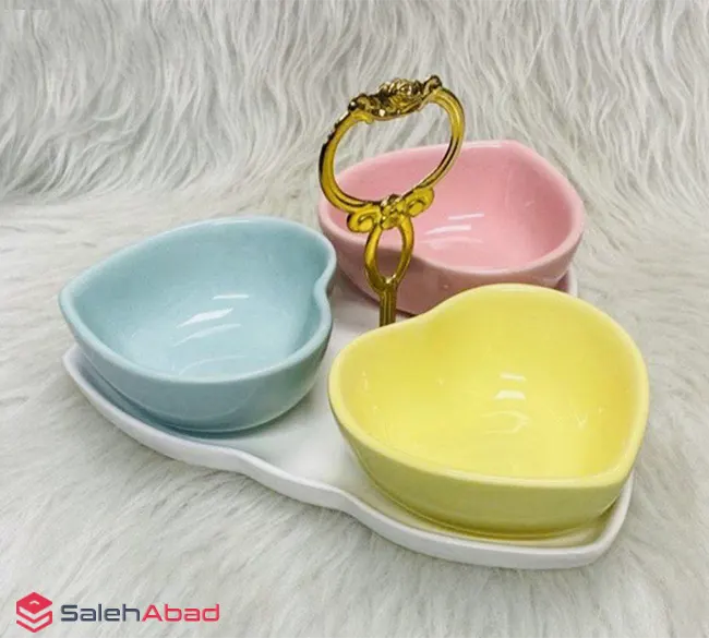 فروش عمده اردو خوری 3 تایی قلب استند دار