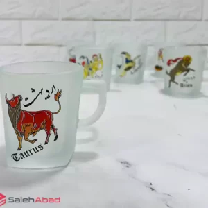 فروش عمده ماگ شیشه ای مات طرح ماه تولد