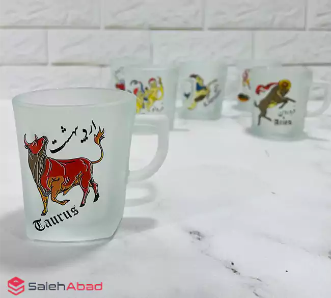 فروش عمده ماگ شیشه ای مات طرح ماه تولد