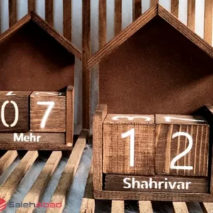 فروش عمده تقویم رومیزی چوبی طرح کلبه