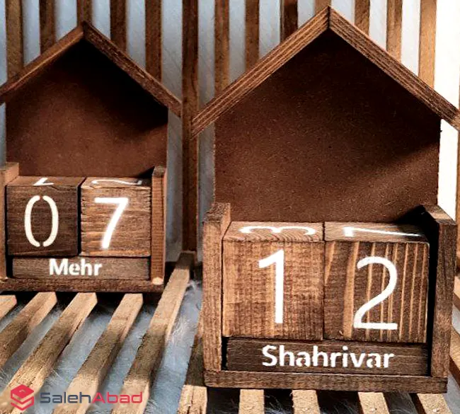 فروش عمده تقویم رومیزی چوبی طرح کلبه