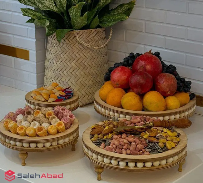 فروش عمده ست رایزر چوبی گرد 4 تکه مهره ای
