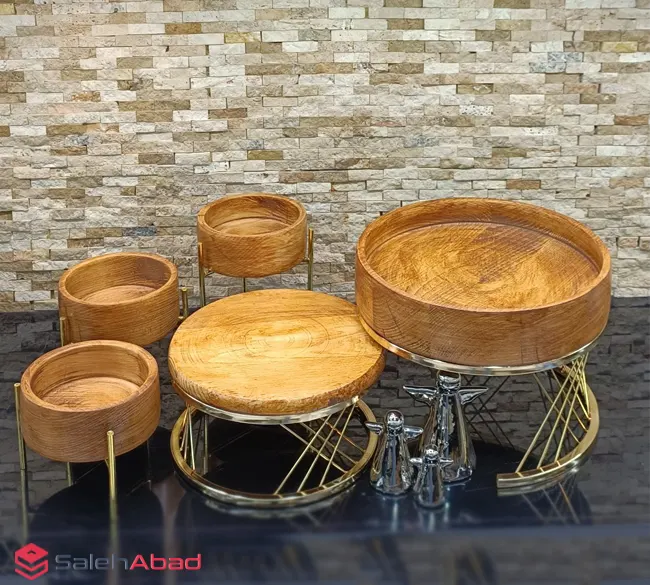 فروش عمده ست پذیرایی چوبی پایه فلز 5 تکه