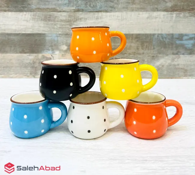 فروش عمده فنجان قهوه خوری رنگی خالدار