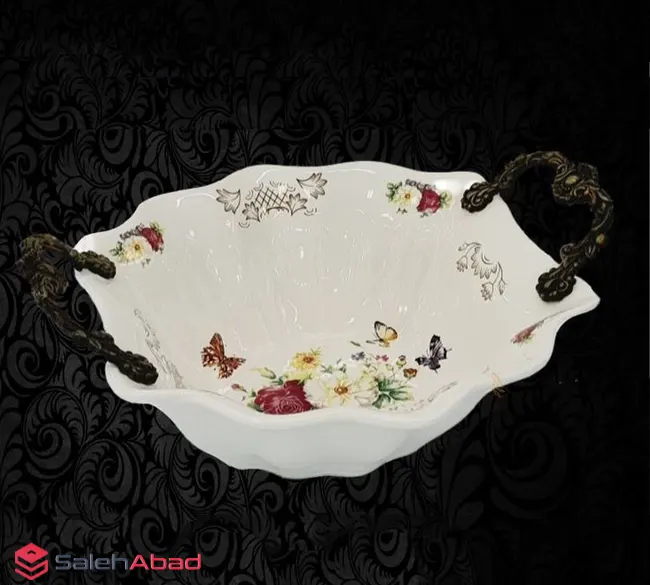 فروش عمده کاسه سرامیکی گلسرخی دسته دار