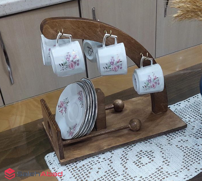 فروش عمده استند فنجان نعلبکی چوبی