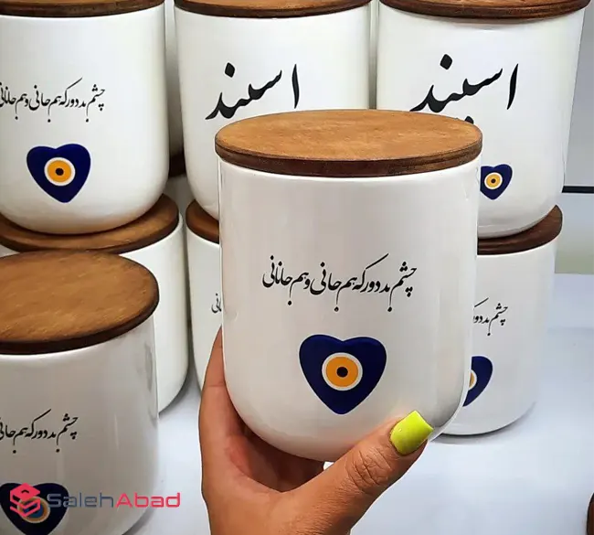 فروش عمده بانکه سرامیکی درب چوبی اسپند