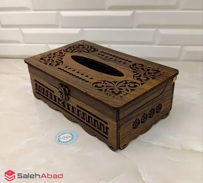 فروش عمده جا دستمال کاغذی چوبی لیزری