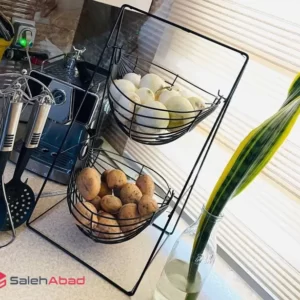 فروش عمده سبد پیاز سیب زمینی فلزی 2 طبقه