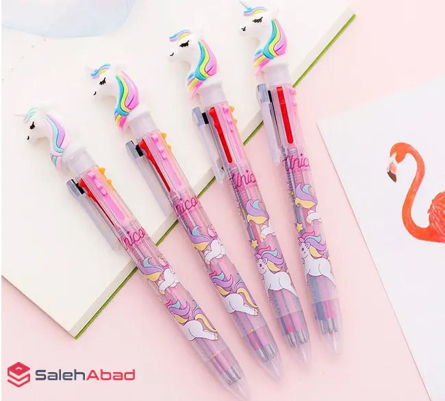 فروش عمده خودکار 6 رنگ طرح یونیکورن