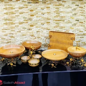 فروش عمده ست پذیرایی چوبی پایه برنجی