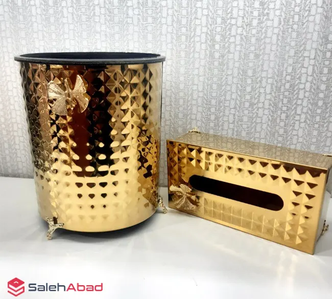 فروش عمده سطل و جا دستمال استیل طرح پروانه