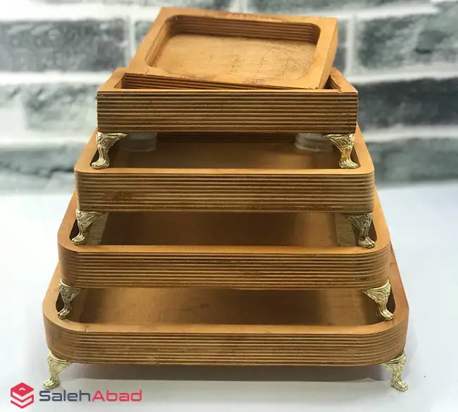 فروش عمده سینی سرو چوبی مربع 5 تکه