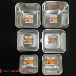 فروش عمده لگن استیل مربعی 6 پارچه UNIQUE