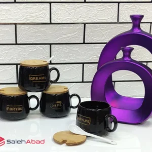 فروش عمده ماگ درب چوبی قاشق دار