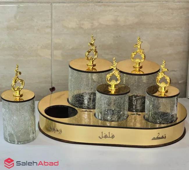 فروش عمده ست پاسماوری شیشه آبگز زیره چوبی