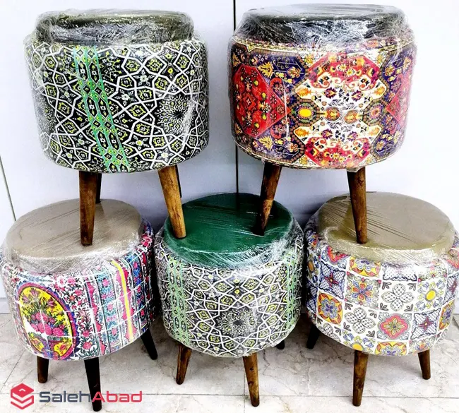 فروش عمده پاف گرد سه پایه چوبی سنتی