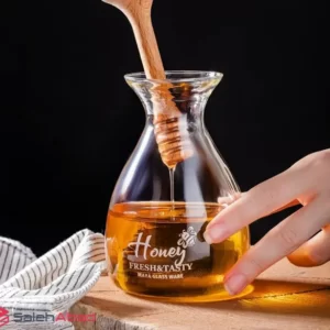 فروش عمده عسل خوری شیشه ای درب چوبی مایا