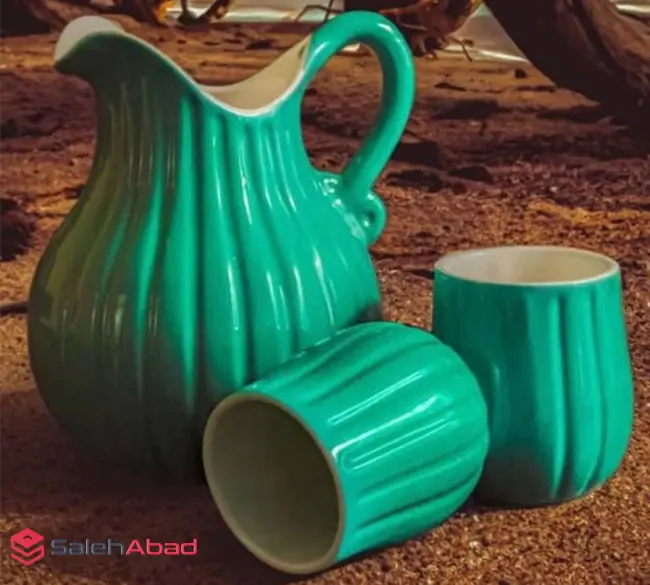 فروش عمده پارچ و لیوان سرامیکی رنگی 5 پارچه