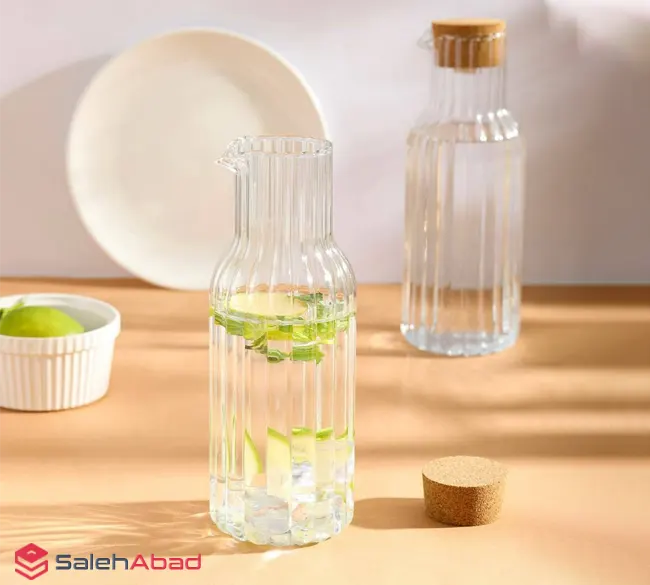 فروش عمده بطری شیشه ای شیاردار درب چوبی