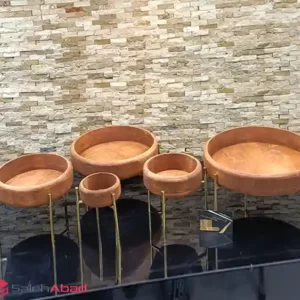 فروش عمده ست ظروف چوبی پایه فلزی میخی