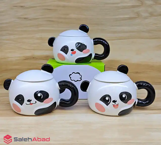 فروش عمده ماگ گرد درب دار طرح پاندا