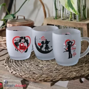 فروش عمده ماگ شیشه ای مات طرح لاو