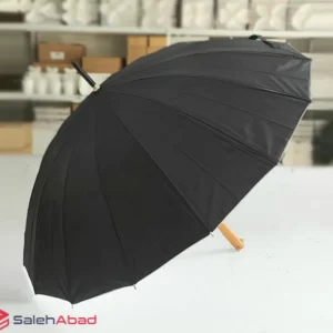 فروش عمده چتر مشکی 16 فنر دسته چوبی