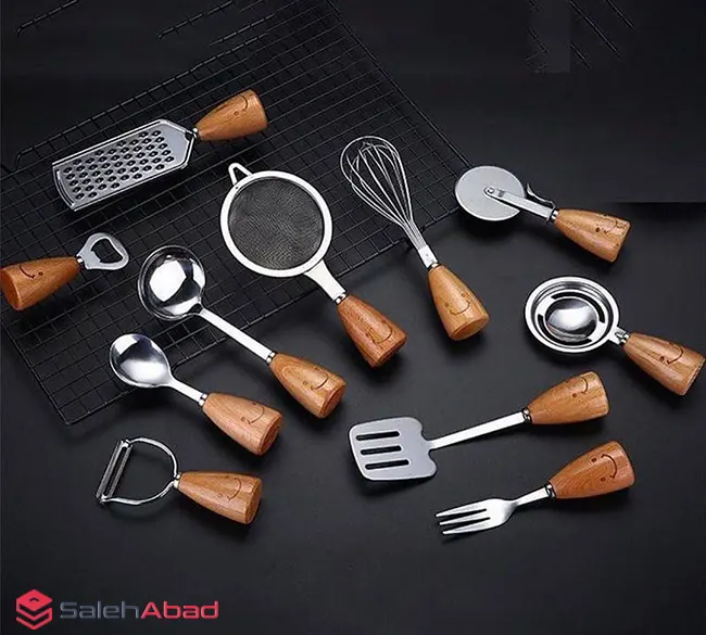 فروش عمده ابزار آشپزخانه مدل دسته چوبی