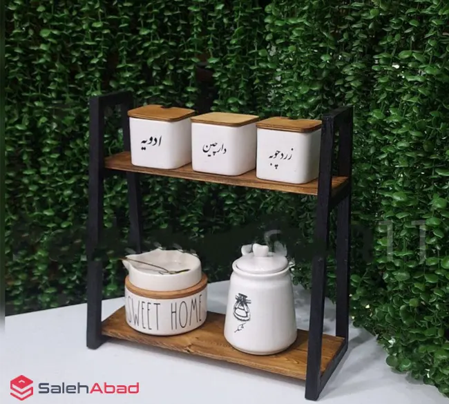 فروش عمده استند پاسماوری فلزی چوبی 2 طبقه