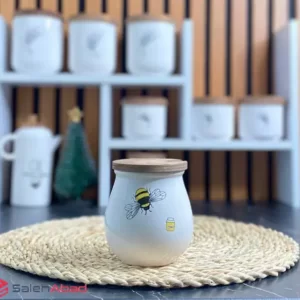 فروش عمده ظرف عسل سرامیکی در چوبی
